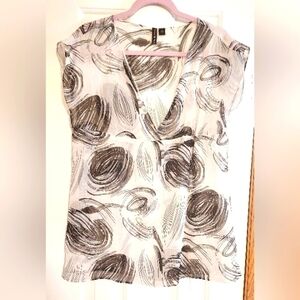 Essentials by Milano brand women's sheer black and white sleeveless top size M